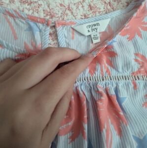 Crown & Ivy Coral and Blue Shirt